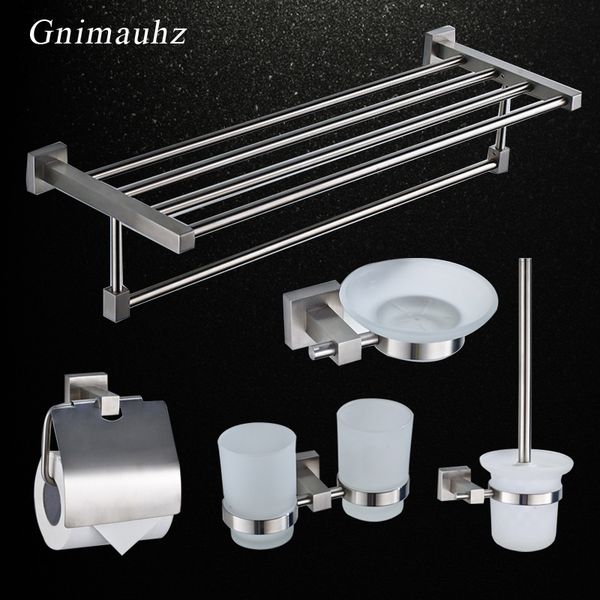 

sus 304 stainless steel drawing bathroom hardware set toothbrush holder paper holder towel bar bathroom accessories