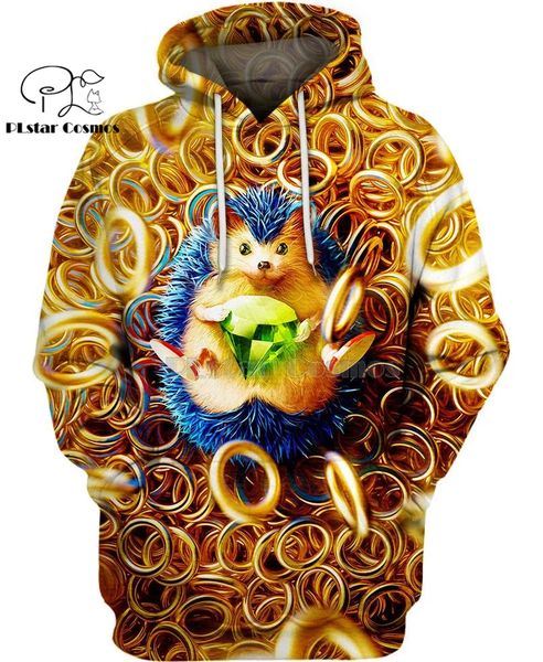 

plstar cosmos the hedgehog realistic hedgehog 3d hoodies/shirt/sweatshirt winter autumn funny long selvee harajuku streetwear, Black