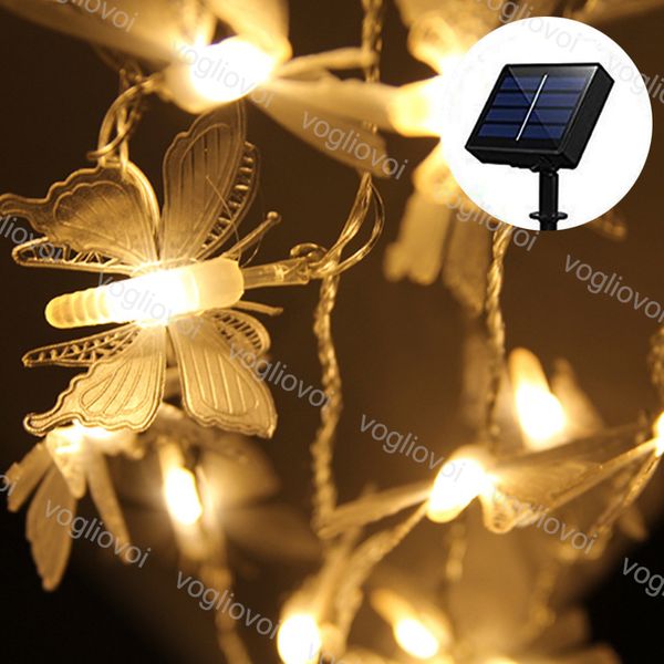 

солнечный свет сада шнура сид pvc бабочки 20 50 100leds теплый белый водонепроницаемый рождество свадьба сад dhl