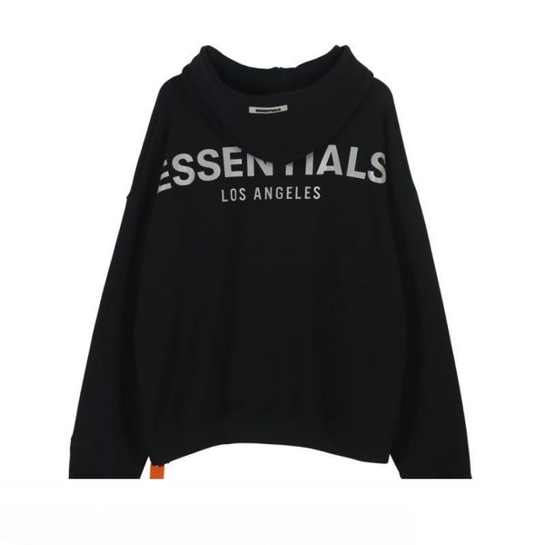 

3 цвета мужские дизайнерские толстовки туман essentials 3 м светоотражающие флисовые толстовки high street fashion brand hoodie loose sweats, Black