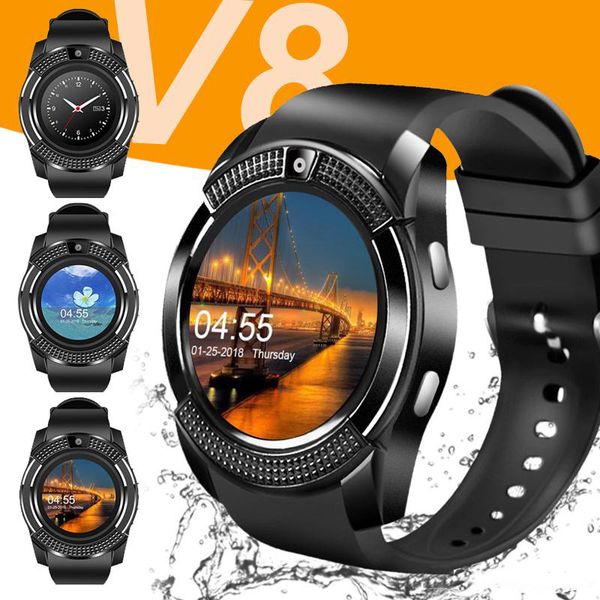 

smart wear v8 smart watch wristband with 0.3m camera hd full circle display smart watch for android system
