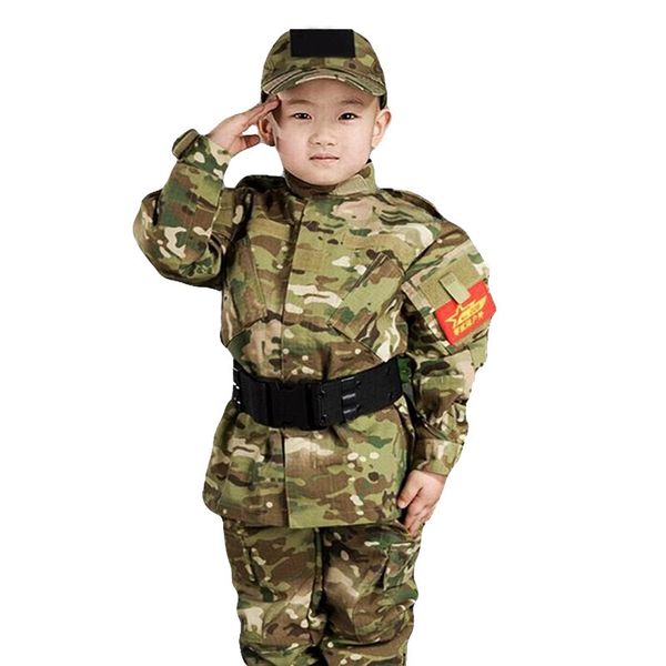 

children outdoor military training camping camouflage + pants suits spring kids cs airsoft gear uniform shirt trousers sets outdoor t-s, Gray;blue