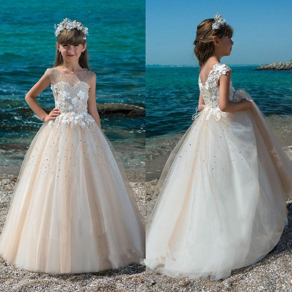 

luxurio champagne flower girl dresses embroidered formal party gown prom princess wedding children first communion party dresses, Red;yellow