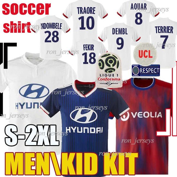 

19 20 juninho maillot de foot olympique lyonnais fekir lyon soccer jersey dembele traore aouar memphis 2019 2020 lyon ol football shirt kids, Black;yellow