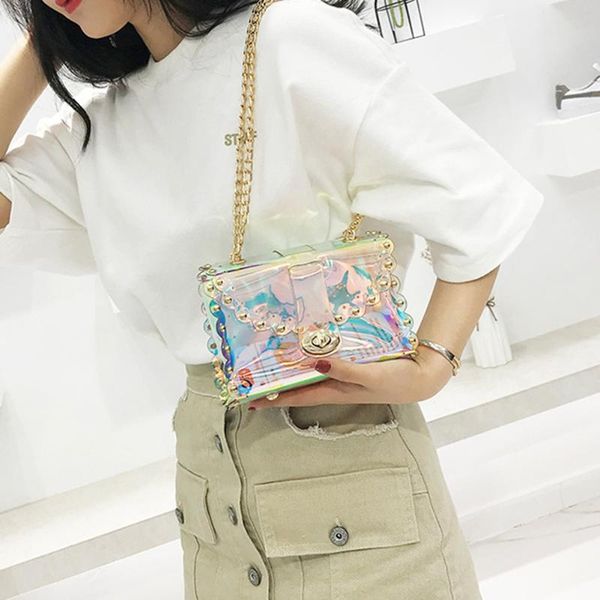 

изумрудные женщины transpartent tote голографической посланник crossbody сумка для женщин цепи jelly сумки сумка кошелек плеча сумки