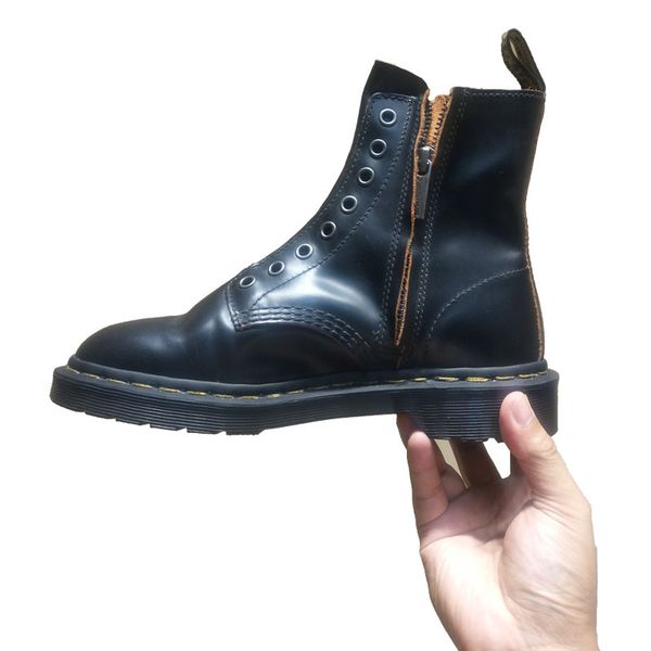 

8-hole side zipper handsome маѬин апоги женкий 2020 оен и зима новой англии ѬеѬо апоги Ѭ, Black