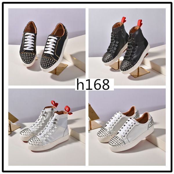 

with box donna flat sneakers mens red bottoms shoes womens rivet spiky sock junior spikes flat shoess size 37, Black