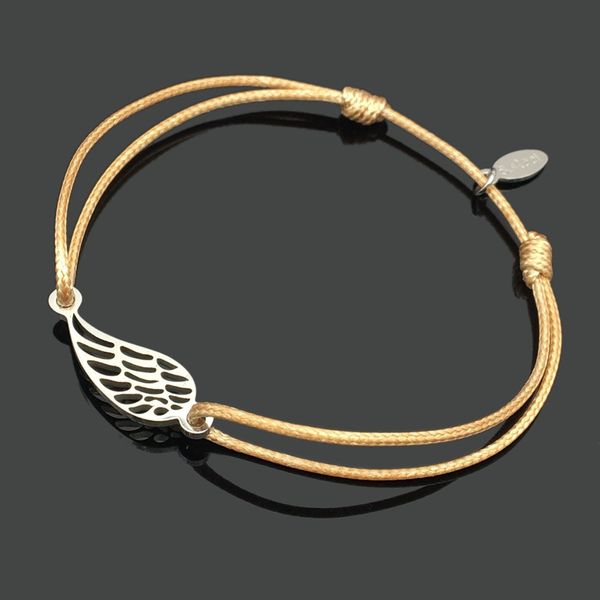 

wing feather stainless steel can adjust rope bracelet stainless steel pendeloque cut bracelet, Golden;silver