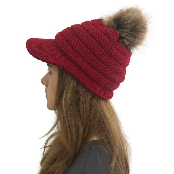 

women knitted hat winter warm pom pom wool hat ladies skull beanie solid female outdoor caps jj20061, Blue;gray