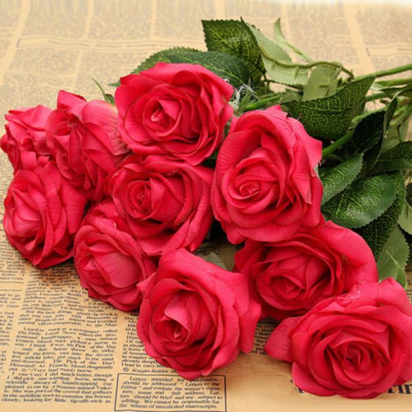 

20 pcs high simulation artificial flowers rose hand holding rose fake flowers