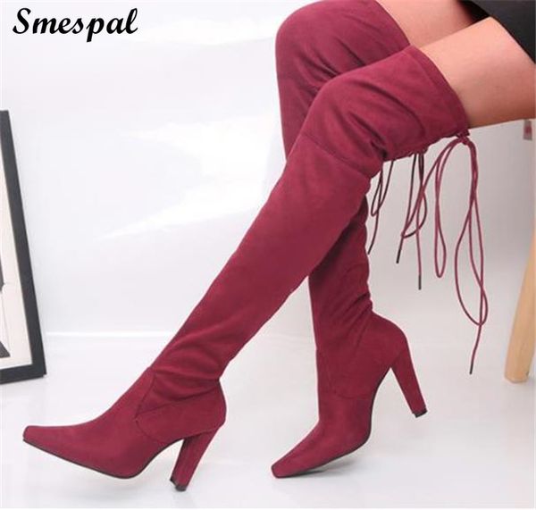 

women thigh high heeled pointed toe dressy suede sock boots in soft touch, Black