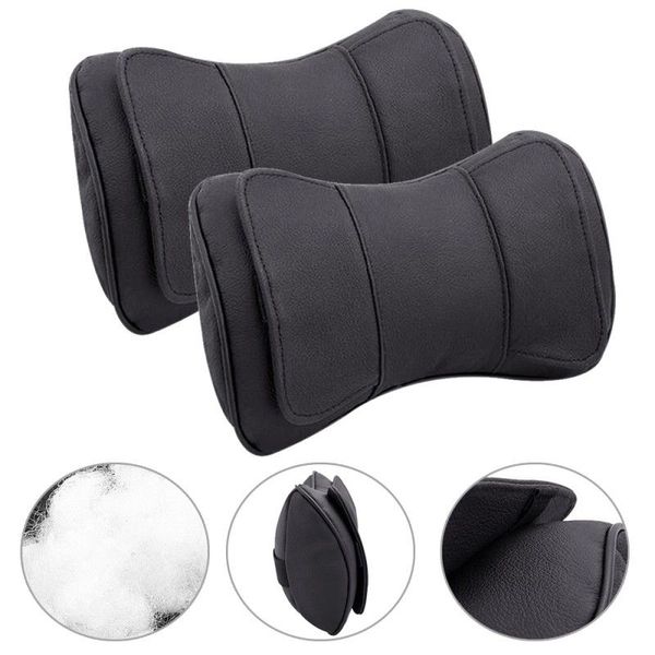 

2pcs black dog bone design 100% brand new and leather and fiber filling car truck seat headrest neck rest pillows