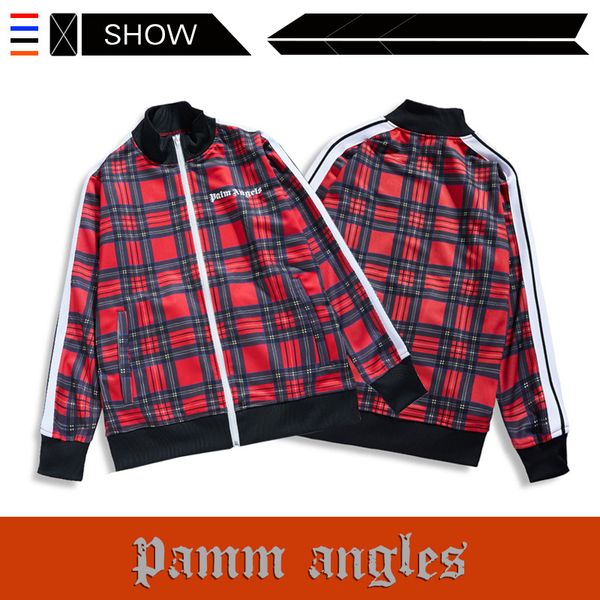 

The European and American Popular Logo PALM ANGELS Jacket Checked Print Jacket Casual Sports Stand Collar Designer Jacket
