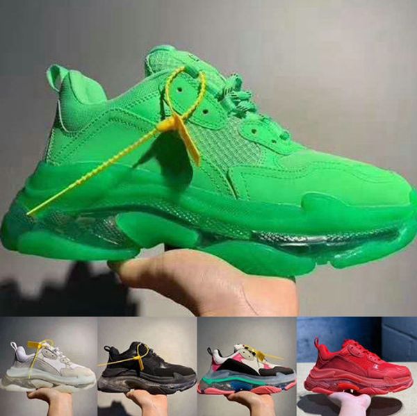 

triple s кроссовки зеленый красный желтый кристалл нижняя роскошные мужчины женщины кроссовки мода париж 17fw папа дизайнер тренеры des chau, White;red