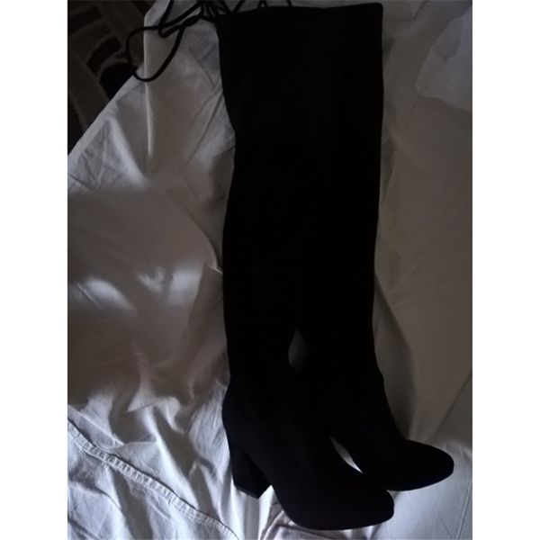 

thigh flat high back black woman boots women's shoes