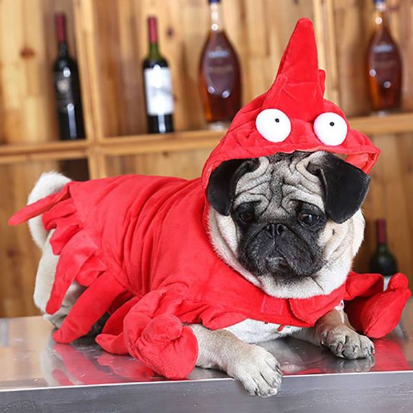 

pet dog cat halloween funny costumes christmas red lobster cosplay cloths puppy kitten dress up party lobster costume supplies