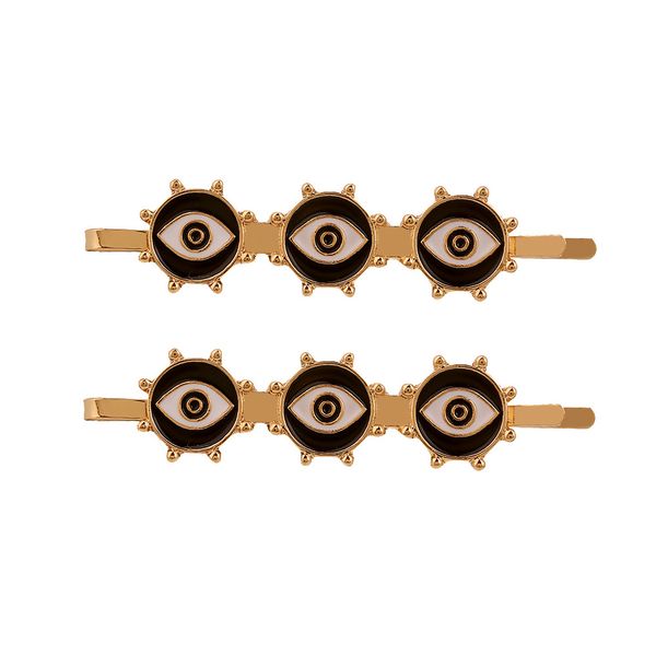 

1pcs new arrival black gold evil eye hair clips for women vintage punk evil eye hairpins hair accessories jewelry gift, Golden;white