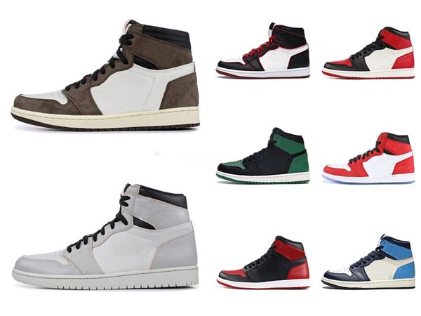 

новый дешевые ботинки баскетбола jumpman 1 1s og high pine зеленый черный суд фиолетовые королевского бред toe nc obsidian unc game designer