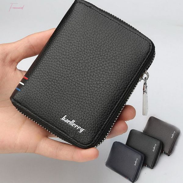 

mens pu leather zipper wallet zip around purse bifold multi card holder sale wt drop shipping, Red;black