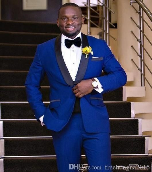 

customize new brand new royal blue men wedding tuxedos groom tuxedos black lapel one button men blazer 2 piece suit(jacket+pant, White;black