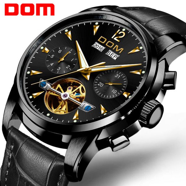 

dom luxury fashion brand waterproof automatic men mechanical watch moon phase luminous man casual wristwatch m-75bl-1mw, Slivery;brown