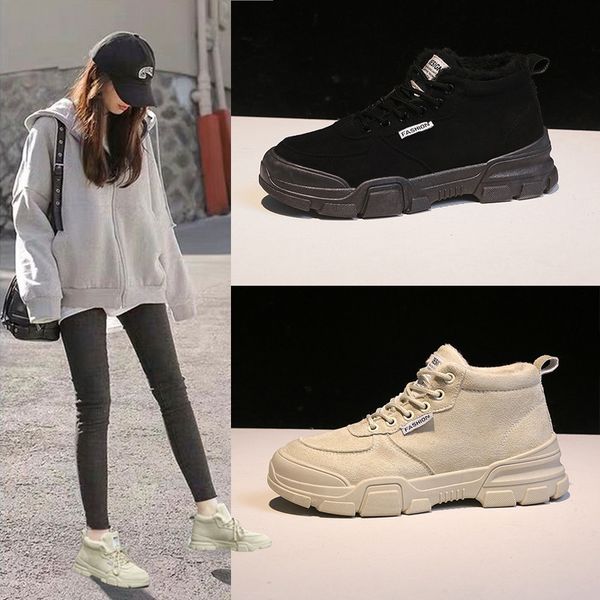 

womens snow boots winter anti-slip ankle booties outdoor platform shoes lace up with warm fully fur lined, Black