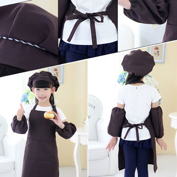 

дети полный фартук bib набор карман и hat рукава craft кухни шеф-поварского искусства дети diy одежда