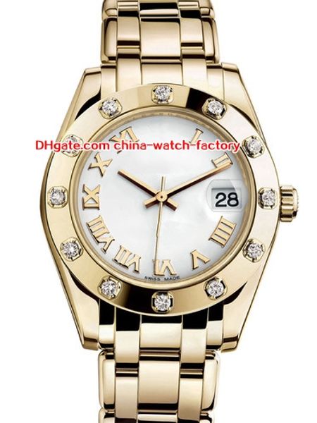 

12 tyle top elling 31mm 36mm pearlma ter dateju t 81318 18k yellow gold a ia mechanical automatic ladie watch women 039 watche