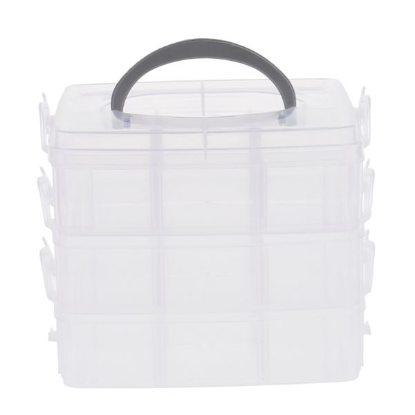 

3 tiers large plastic storage box case nail art craft makeup organizer & lid