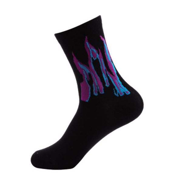 

men and women socks ins fashion style flame socks street hip-hop skateboard in the tube long hose men and women lovers casual stocking, Black