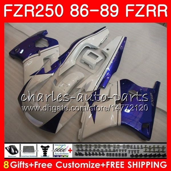 

Body for yamaha blue white glo y fzr250r fzrr fzr 250r fzr250 86 87 88 89 123hm 8 fzr250rr fzr 250 fzr 250 1986 1987 1988 1989 fairing kit