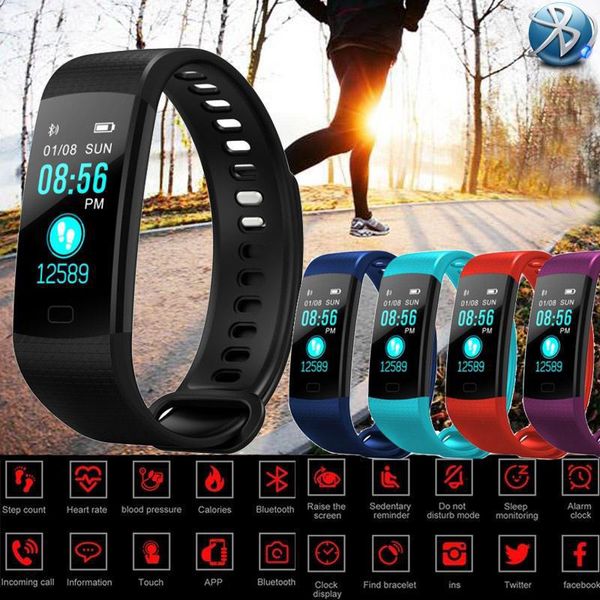 

Y5 smart bracelet wristband fitness tracker color screen heart rate sleep pedometer sports waterproof smart wearable device for ios Android