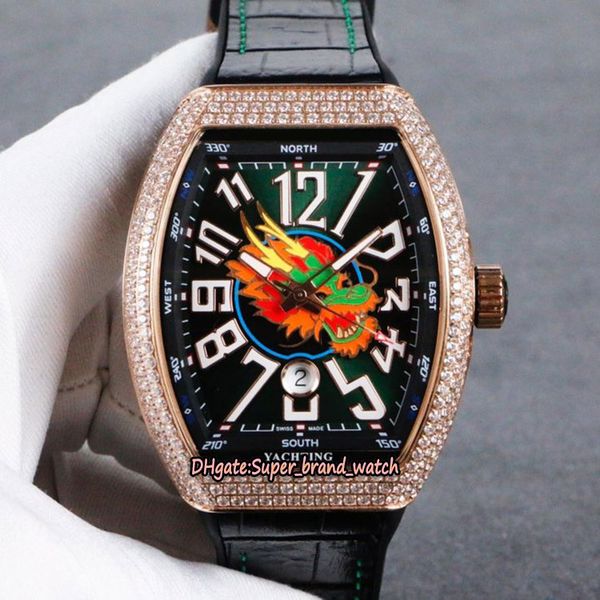 

version men's collection vanguard v45 sc dt yachting og dragon totem dial miyota mechanical mens watch diamond case designer watches, Slivery;brown