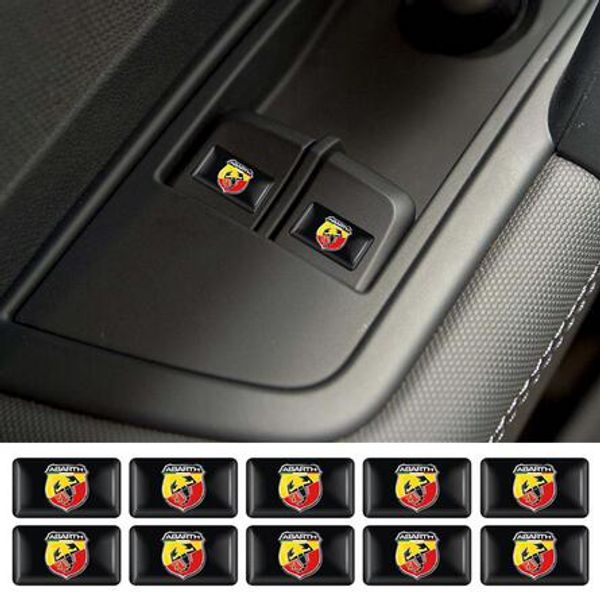 

10pcs steering wheel 3d epoxy car styling fit for fiat punto abarth 500 stilo ducato shield flag car sticker car accessories