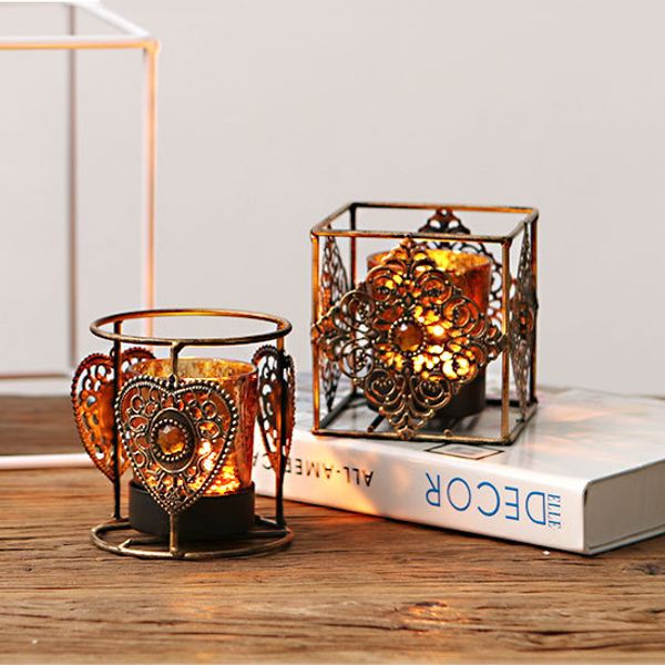 

урожай европейский бронзовый цвет железа искусства подсвечник богемия стиль масляная горелка ж/ искусственный рубиновый камень для домашнего