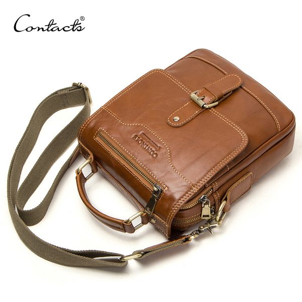 

100% genuine leather messenger bags men handbag bolsas male travel crossbody shoulder bag for ipad mini