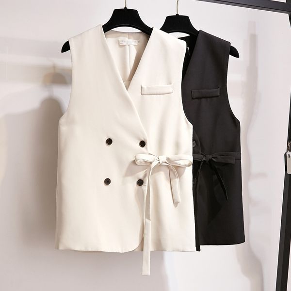 

4xl fat sister slim thin casual jacket vest, Black;white