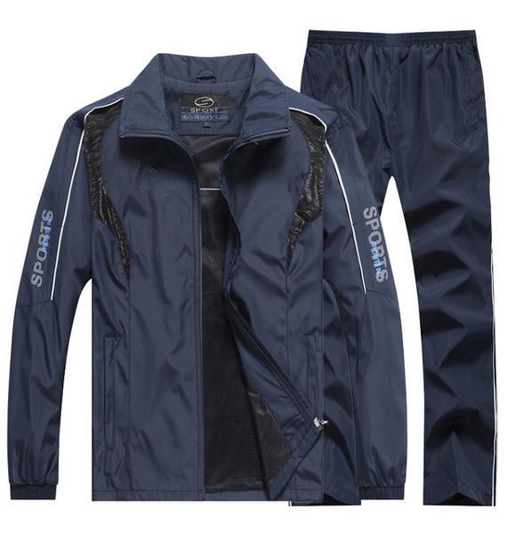 

4xl 5xl men tracksuits gyms set 2019 men's sportswear spring autumn sweatsuit two pcs jacket+pants sets casual track suit men, Gray