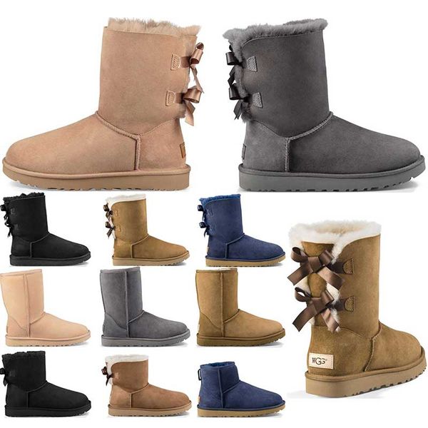 

designer australia women classic snow boots ankle short bow fur boot for winter chestnut women winter shoes size 36-41 ing