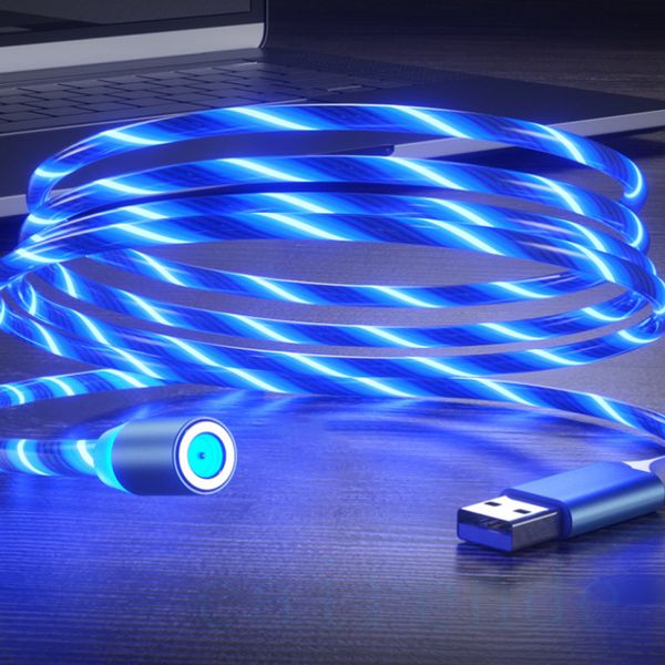 

1M LED зарядный кабель Измельчитель Magnetic Быстрая Брайт зарядки Micro USB Type C для Samsung S10 S