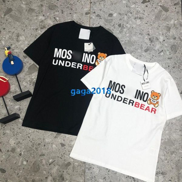 

high end женщины девушки футболка мультфильм медведь письмо шаблон круглый вырез с коротким рукавом блузка рубашка тройник летняя мода дизай, White