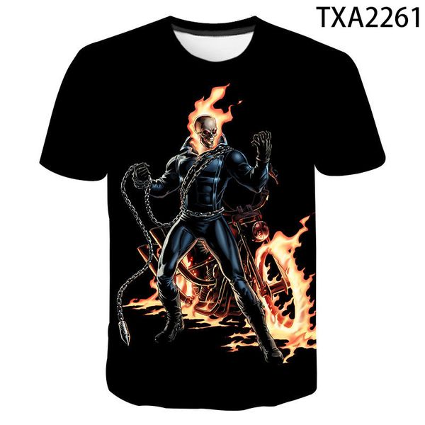 

2020 новые мужчин и женщины модной дикого топа ghost rider 3d-удобный детской летние тенденции одежды красивого качество футболки, White;black