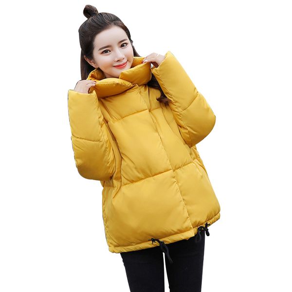 

2019 new women winter coat fashion korean style stand collar thicken female coat black plus size loose women outwear short parka, Tan;black