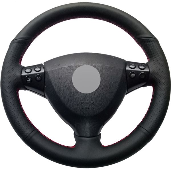 

black leather diy hand-stitched car steering wheel cover for mercedes-benz a-class a160 a180 2004-2012
