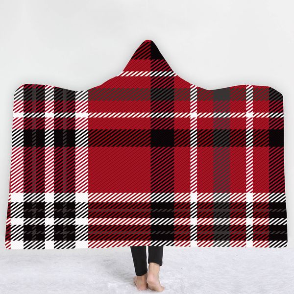 

plaid magic hooded blanket for home travel picnic 3d printed sherpa fleece blanket wearable warm throw for adults childs