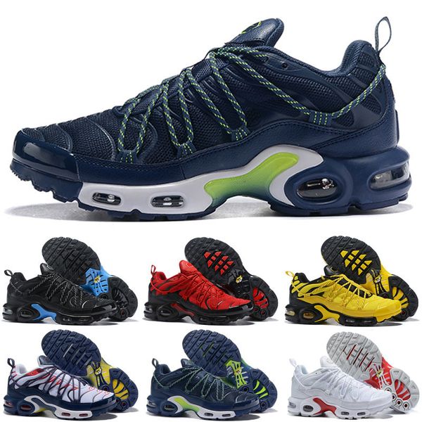 

2019 new arrival mercurial plus tn ultra se kids running shoes quality ultra white silvery men tn1 net surface sports sneakers, Black