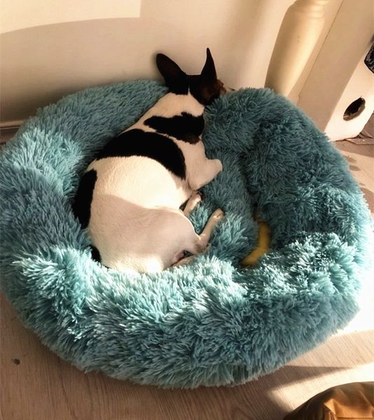 

Long Plush Super Soft Dog Bed Pet Kennel Round Sleeping Bag Lounger Cat House Winter Warm Sofa Basket for Small Medium Large Dog, Multi color