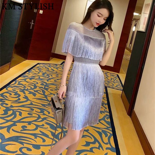 

thailand tide brand 2019 new women's cloak sleeve fairy layer tassels stitching cake slim dress light grey color s,,l, Black;gray