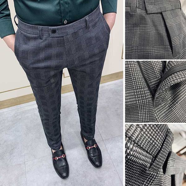 

classic checked suit pants men 2020 spring business dress pants casual formal trousers pantalon homme slim fit social clothing, White;black