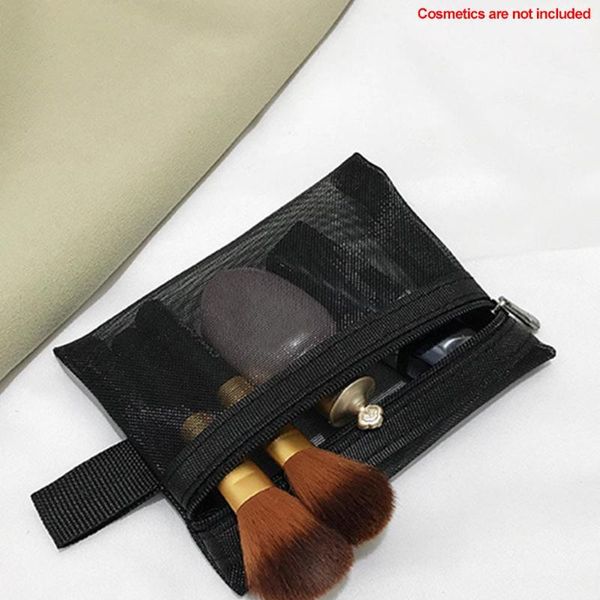 

wash transparent mesh travel storage multifunction portable fashion black women organizer toiletry zipper cosmetic bag makeup